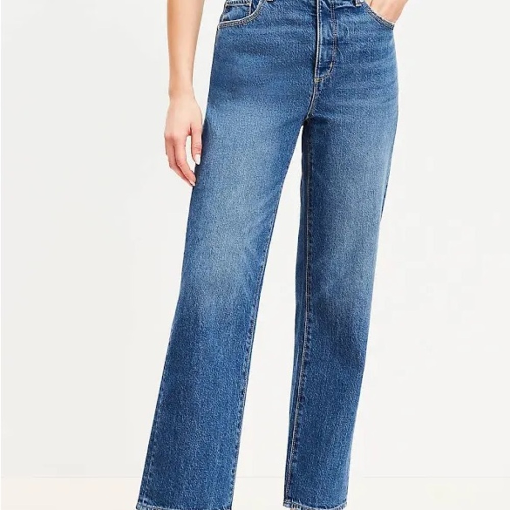 Straight high rise dark wash  Denim Jeans LOFT